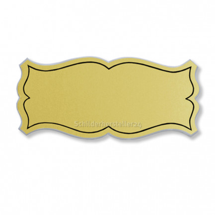 Schild aus Aluminium - geschwungene Form - gold glänzend - 120x55mm