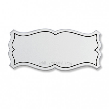 Schild aus Aluminium - geschwungene Form - silber glänzend - 120x55mm