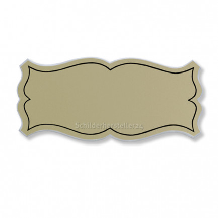 Schild aus Aluminium - geschwungene Form - mittelbronze glänzend - 120x55mm