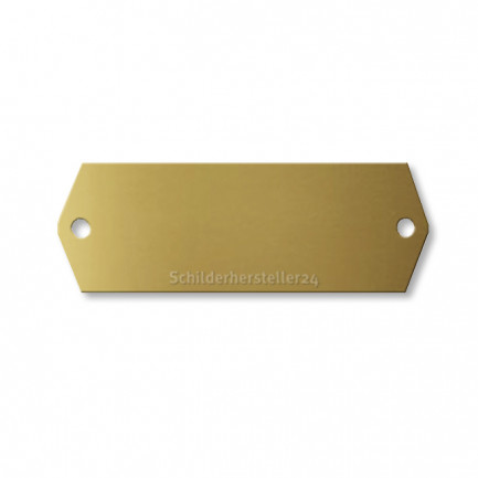 Schild aus Aluminium - gold - eckig - mit Bohrungen - 57x20mm