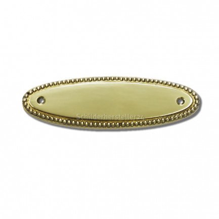 Messingschild - gold - polierte Oberfläche - 126x37mm - mit Bohrlöcher