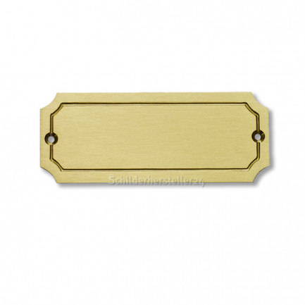 massives Namensschild aus Messing mit satinierter Oberfläche - 113x45mm - selbstklebend
