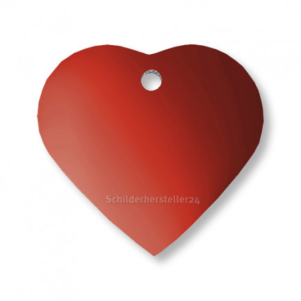 Kleintieranhänger aus Aluminium - Herzform - rot - 33x35mm - 100716
