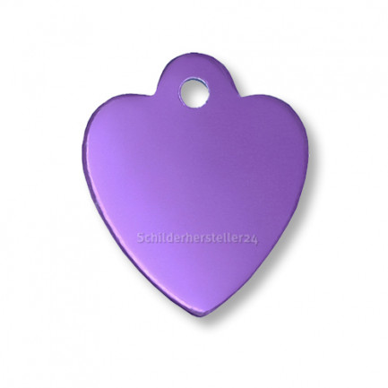 Kleintieranhänger aus Aluminium - Herzform - violett - 25x29mm - 100717
