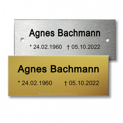 Gedenkschild - Aluminium - gold & silber - 100x40mm - 100806