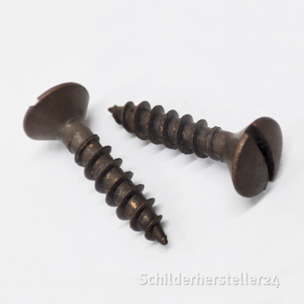 2 Holzschrauben - Linsensenkkopf - bronziert
