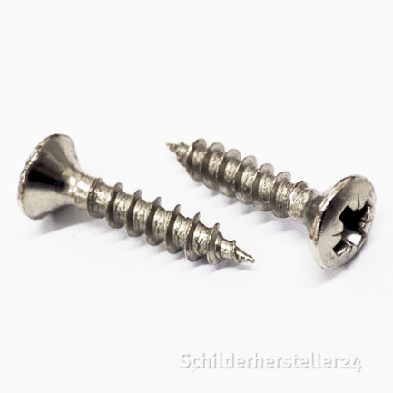 2 Holzschrauben - Linsensenkkopf - vernickelt