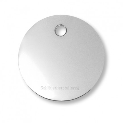 Halsband-Plakette aus Aluminium - rund - silber - 30x30mm - 100719