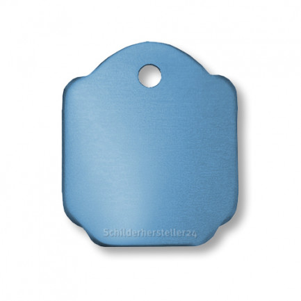 Kleintieranhänger aus Aluminium - rechteckig - hellblau - 25x29mm - 100712