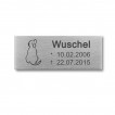 Tierschild aus Edelstahl - mit Name und Datum - 100x40mm - lasergraviert
