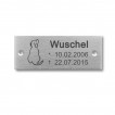 Tierschild aus Edelstahl - mit Name und Datum - 100x40mm - lasergraviert - mit Bohrlöcher
